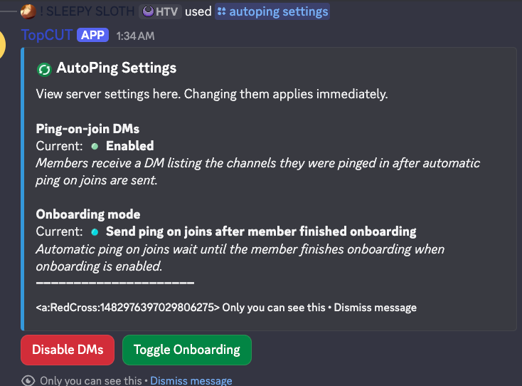 AutoPing Settings