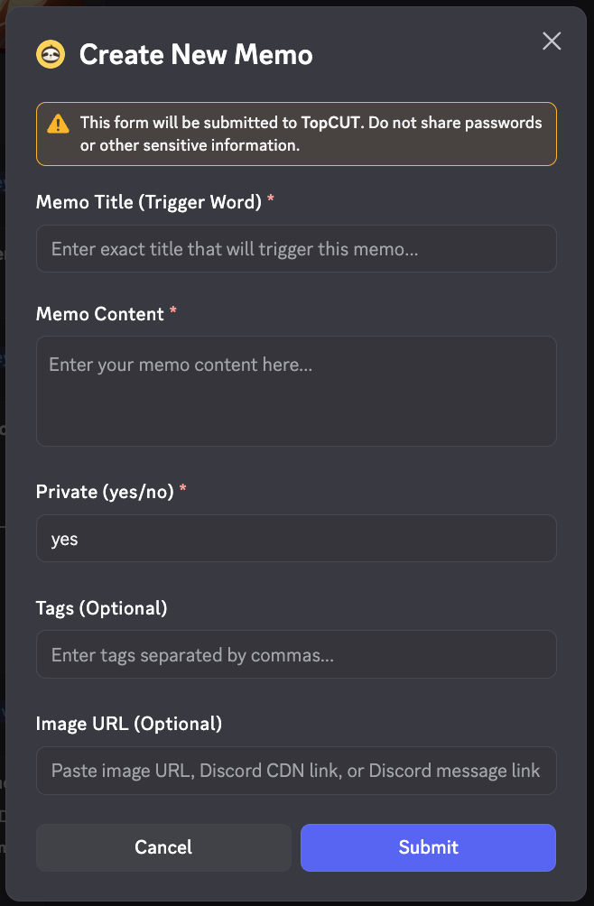 Memo Creation