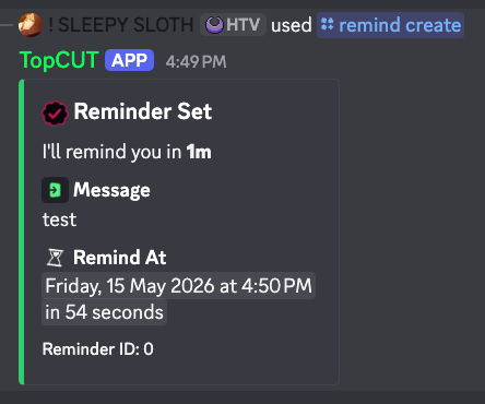 Reminder Confirmation