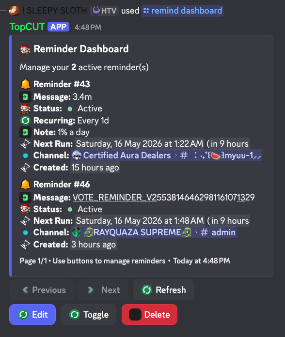 Reminder Dashboard