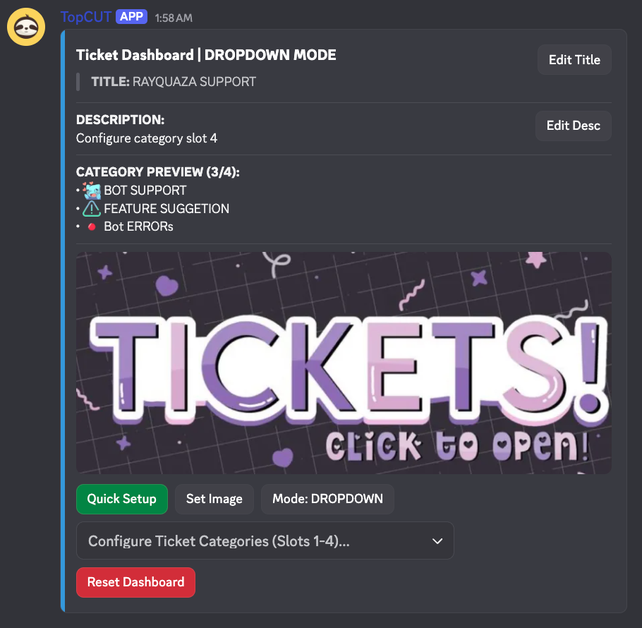 Ticket Dashboard Preview